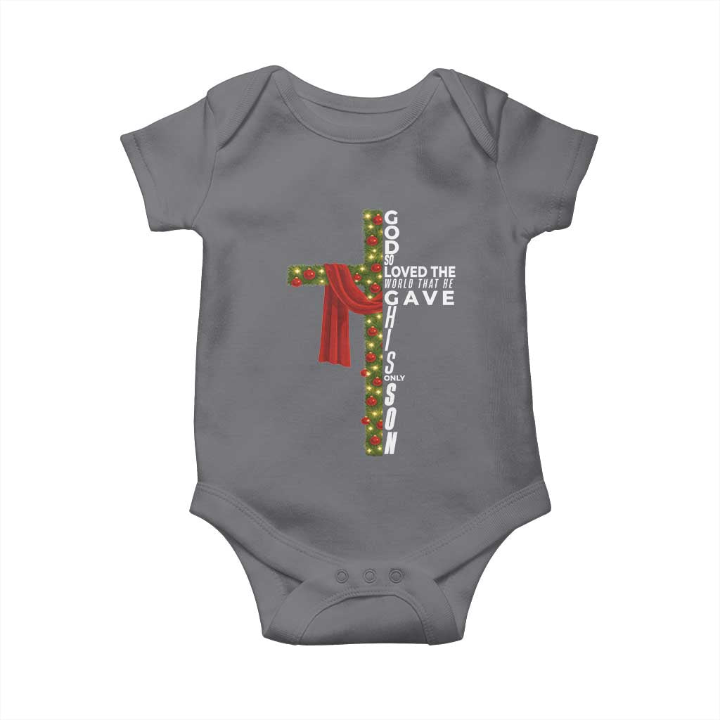 Jesus Christian Christmas Baby Onesie God So Loved The World That He Gave His Only Son TS14 Charcoal Print Your Wear
