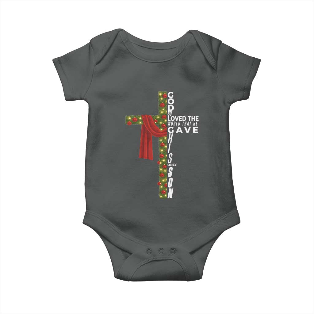 Jesus Christian Christmas Baby Onesie God So Loved The World That He Gave His Only Son TS14 Dark Heather Print Your Wear