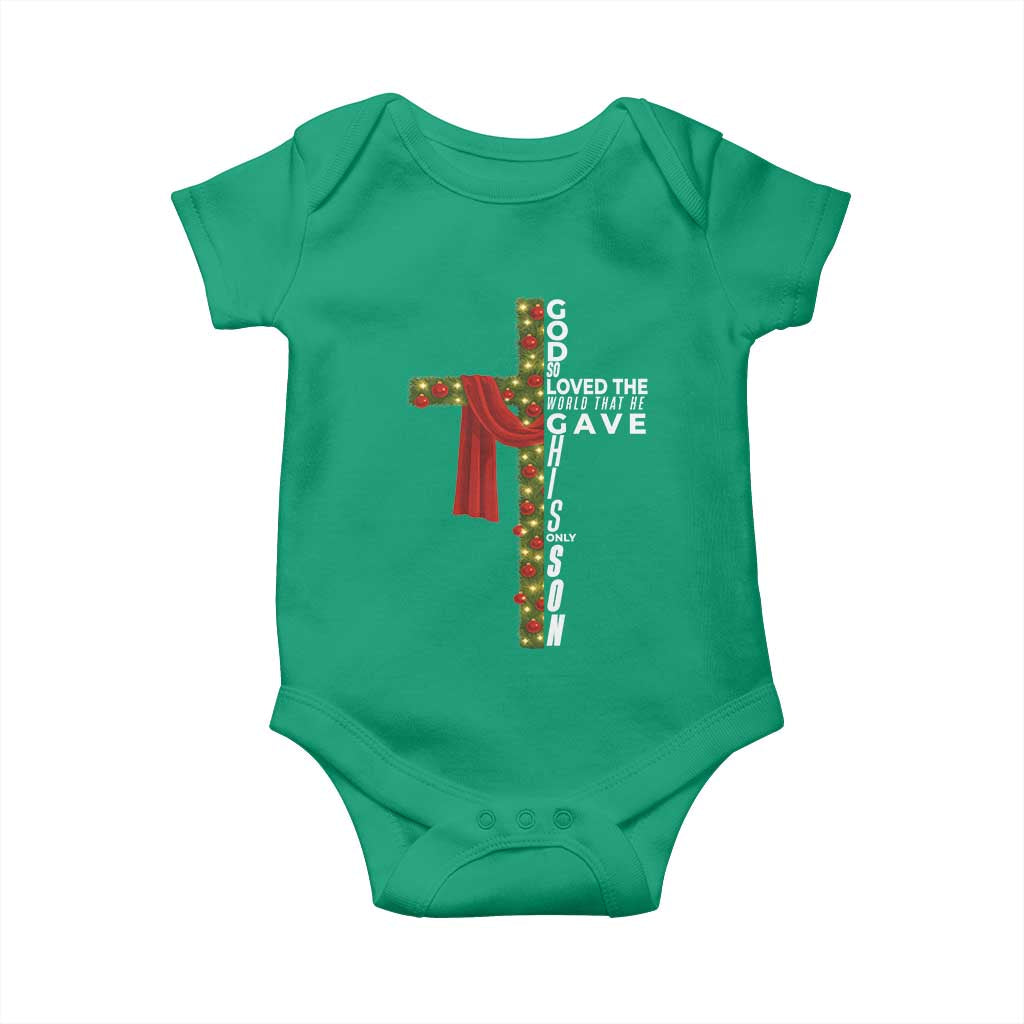 Jesus Christian Christmas Baby Onesie God So Loved The World That He Gave His Only Son TS14 Irish Green Print Your Wear