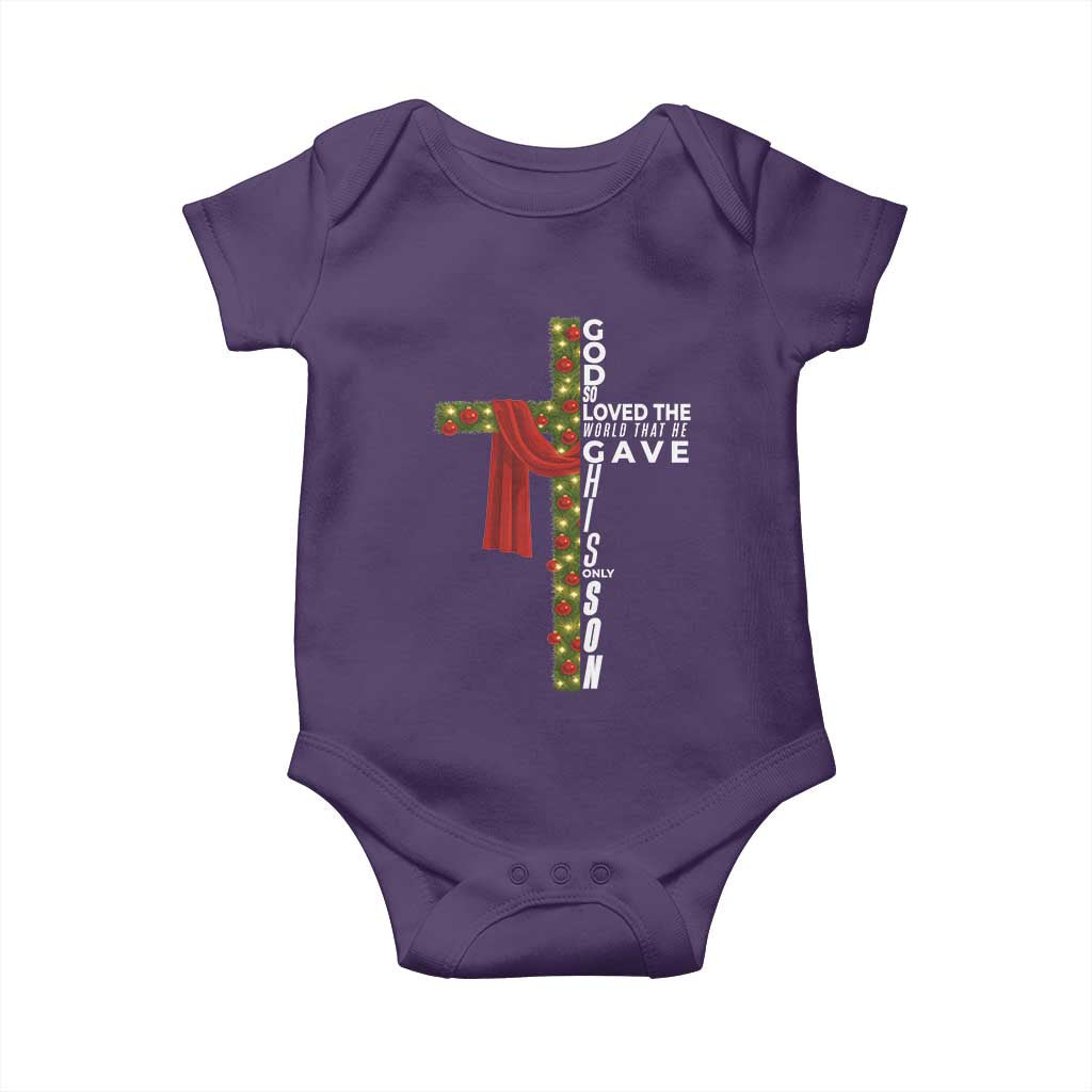 Jesus Christian Christmas Baby Onesie God So Loved The World That He Gave His Only Son TS14 Purple Print Your Wear