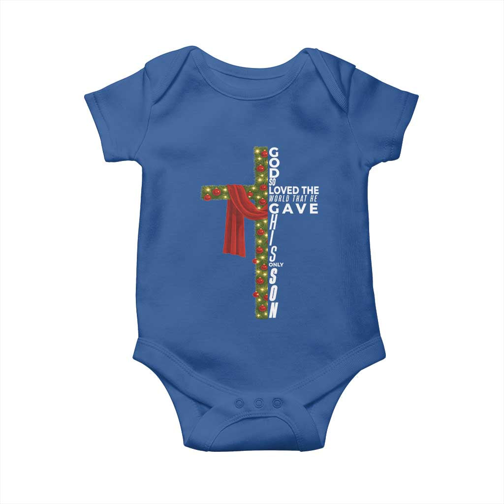 Jesus Christian Christmas Baby Onesie God So Loved The World That He Gave His Only Son TS14 Royal Blue Print Your Wear