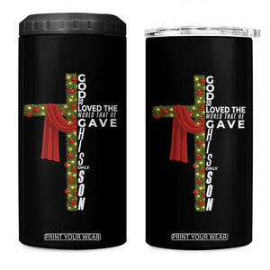 Jesus Christian Christmas 4 in 1 Can Cooler Tumbler God So Loved The World That He Gave His Only Son TS14 One Size: 16 oz Black Print Your Wear