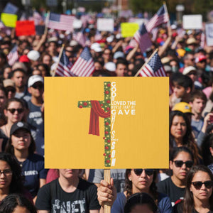 Jesus Christian Christmas Protest Sign God So Loved The World That He Gave His Only Son TS14 Horizontal 18" × 24" Yellow Print Your Wear