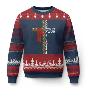 Jesus Christian Xmas Ugly Christmas Sweater God So Loved The World That He Gave His Only Son TS14 Navy Red Print Your Wear