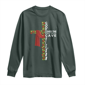 Jesus Christian Christmas Long Sleeve Shirt God So Loved The World That He Gave His Only Son TS14 Dark Forest Green Print Your Wear