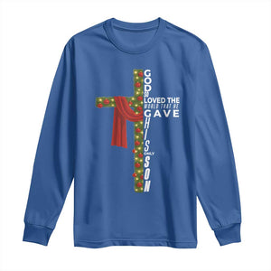 Jesus Christian Christmas Long Sleeve Shirt God So Loved The World That He Gave His Only Son TS14 Royal Blue Print Your Wear