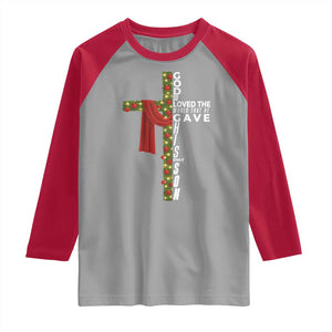 Jesus Christian Christmas Raglan Shirt God So Loved The World That He Gave His Only Son TS14 Sport Gray Red Print Your Wear