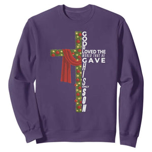 Jesus Christian Christmas Sweatshirt God So Loved The World That He Gave His Only Son TS14 Purple Print Your Wear