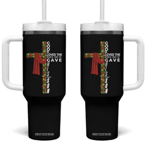 Jesus Christian Christmas Tumbler With Handle God So Loved The World That He Gave His Only Son TS14 One Size: 40 oz Black Print Your Wear