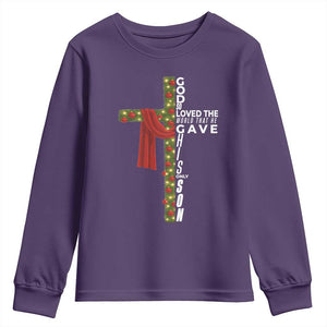 Jesus Christian Christmas Youth Sweatshirt God So Loved The World That He Gave His Only Son TS14 Purple Print Your Wear