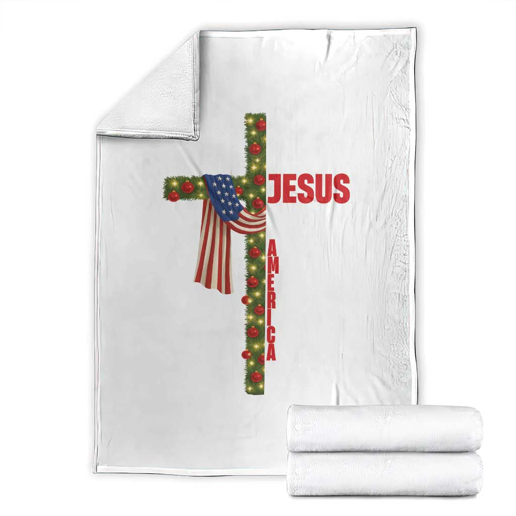 Jesus Patriotic Christmas Throw Blanket Loves Jesus And America Too TS14 Black Print Your Wear