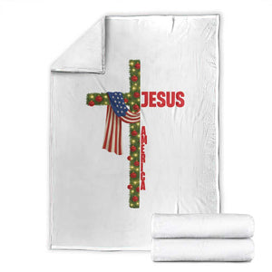 Jesus Patriotic Christmas Throw Blanket Loves Jesus And America Too TS14 Black Print Your Wear