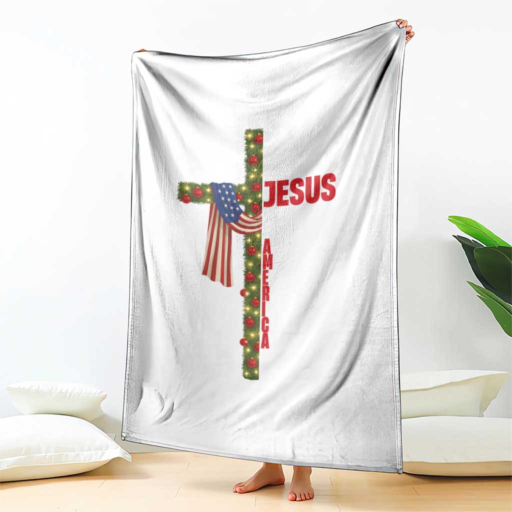 Jesus Patriotic Christmas Throw Blanket Loves Jesus And America Too TS14 Print Your Wear
