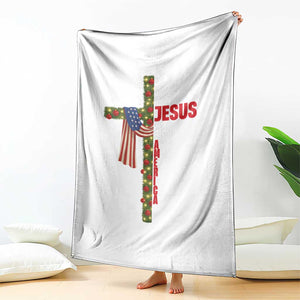 Jesus Patriotic Christmas Throw Blanket Loves Jesus And America Too TS14 Print Your Wear