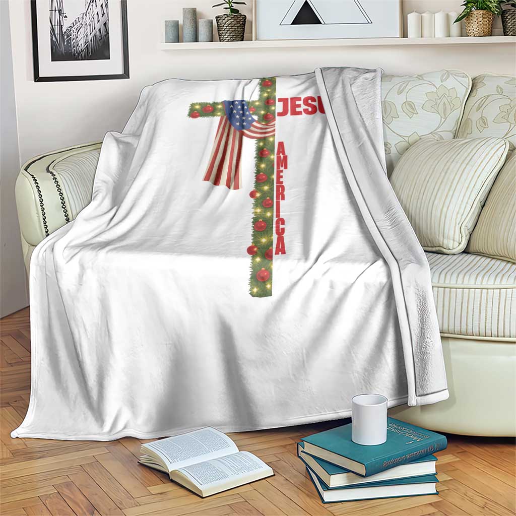 Jesus Patriotic Christmas Throw Blanket Loves Jesus And America Too TS14 Print Your Wear