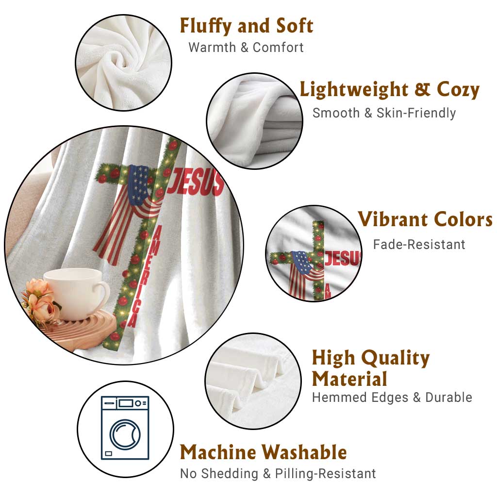 Jesus Patriotic Christmas Throw Blanket Loves Jesus And America Too TS14 Print Your Wear