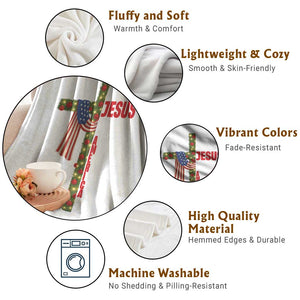 Jesus Patriotic Christmas Throw Blanket Loves Jesus And America Too TS14 Print Your Wear