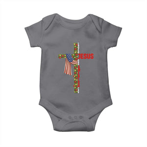 Jesus Patriotic Christmas Baby Onesie Loves Jesus And America Too TS14 Charcoal Print Your Wear