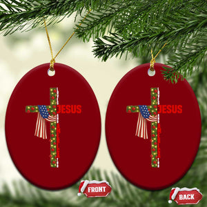Jesus Patriotic Xmas Ceramic Ornament Loves Jesus And America Too TS14 Print Your Wear