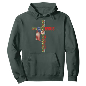 Jesus Patriotic Christmas Hoodie Loves Jesus And America Too TS14 Dark Forest Green Print Your Wear