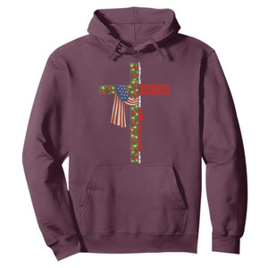 Jesus Patriotic Christmas Hoodie Loves Jesus And America Too TS14 Maroon Print Your Wear