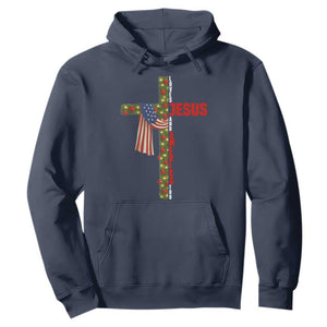 Jesus Patriotic Christmas Hoodie Loves Jesus And America Too TS14 Navy Print Your Wear
