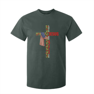 Jesus Patriotic Christmas T Shirt For Kid Loves Jesus And America Too TS14 Dark Forest Green Print Your Wear