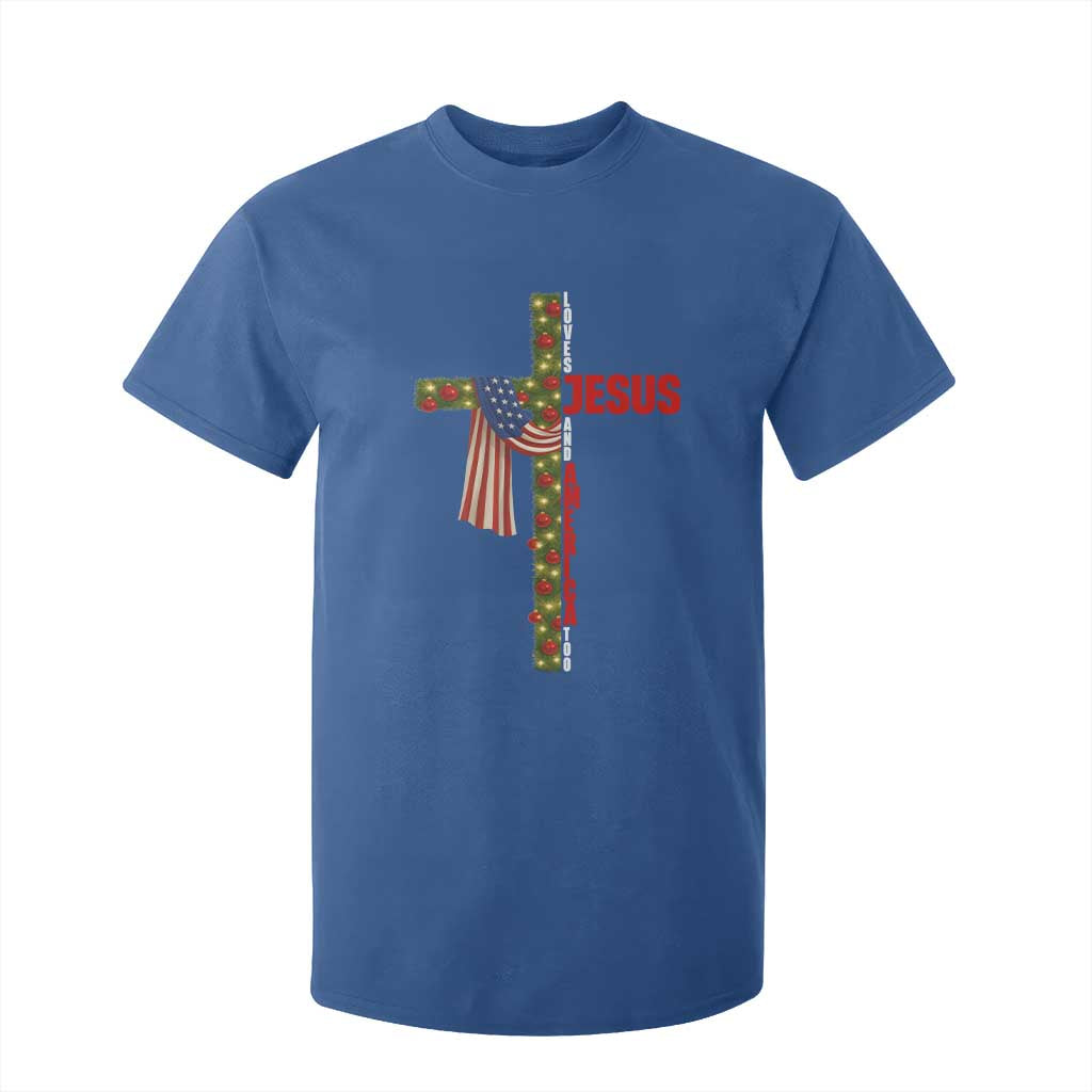 Jesus Patriotic Christmas T Shirt For Kid Loves Jesus And America Too TS14 Royal Blue Print Your Wear