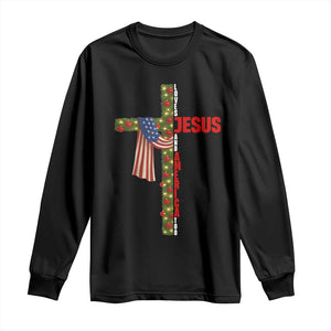 Jesus Patriotic Christmas Long Sleeve Shirt Loves Jesus And America Too TS14 Black Print Your Wear