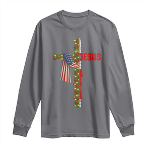 Jesus Patriotic Christmas Long Sleeve Shirt Loves Jesus And America Too TS14 Charcoal Print Your Wear