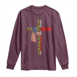 Jesus Patriotic Christmas Long Sleeve Shirt Loves Jesus And America Too TS14 Maroon Print Your Wear