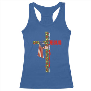 Jesus Patriotic Christmas Racerback Tank Top Loves Jesus And America Too TS14 Royal Blue Print Your Wear