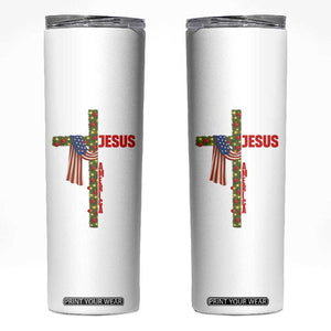 Jesus Patriotic Christmas Skinny Tumbler Loves Jesus And America Too TS14 Black Print Your Wear