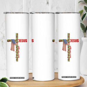 Jesus Patriotic Christmas Skinny Tumbler Loves Jesus And America Too TS14 Print Your Wear