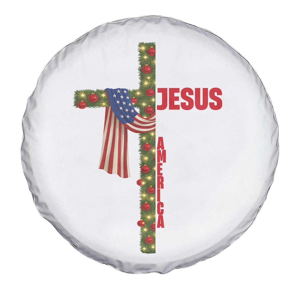 Jesus Patriotic Christmas Spare Tire Cover Loves Jesus And America Too TS14 Print Your Wear