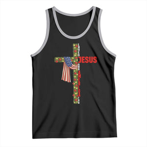 Jesus Patriotic Christmas Tank Top Loves Jesus And America Too TS14 Black Athletic Heather Print Your Wear