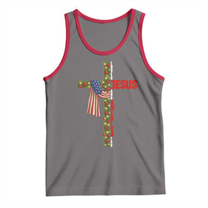 Jesus Patriotic Christmas Tank Top Loves Jesus And America Too TS14 Deep Heather Red Print Your Wear