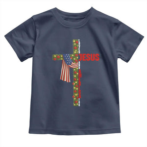 Jesus Patriotic Christmas Toddler T Shirt Loves Jesus And America Too TS14 Navy Print Your Wear