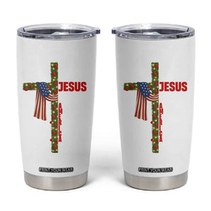 Jesus Patriotic Christmas Tumbler Cup Loves Jesus And America Too TS14 Black Print Your Wear