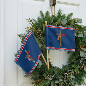 Jesus Christmas Patriotic Handheld Flag Loves Jesus And America Too TS14 Classic 8.2" × 5.5" Blue Red Print Your Wear