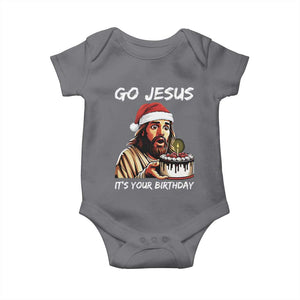 Funny Jesus Christmas Baby Onesie Go Jesus It Is Your Birthday TS14 Charcoal Print Your Wear