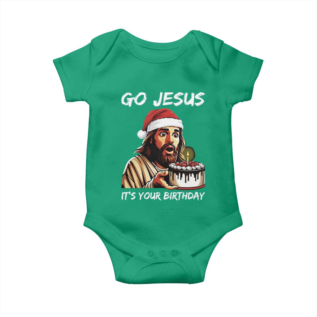 Funny Jesus Christmas Baby Onesie Go Jesus It Is Your Birthday TS14 Irish Green Print Your Wear
