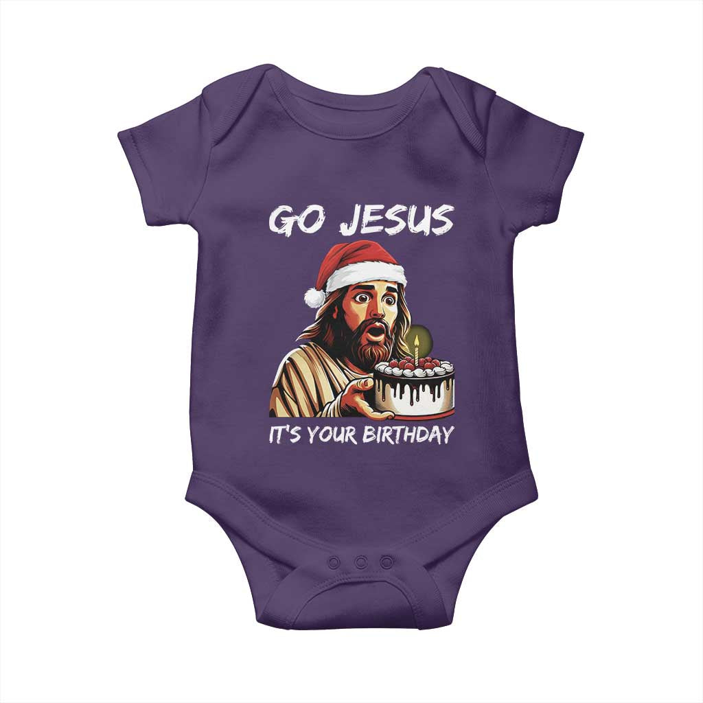 Funny Jesus Christmas Baby Onesie Go Jesus It Is Your Birthday TS14 Purple Print Your Wear
