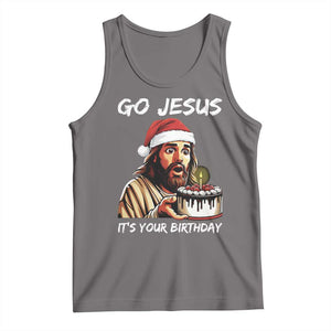 Funny Jesus Christmas Tank Top Go Jesus It Is Your Birthday TS14 Deep Heather Print Your Wear