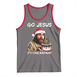 Funny Jesus Christmas Tank Top Go Jesus It Is Your Birthday TS14 Deep Heather Red Print Your Wear