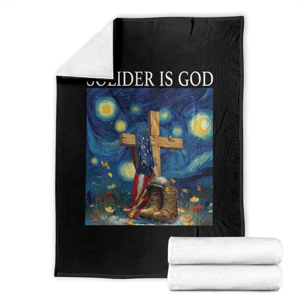 Army Christian Throw Blanket Soldier Cross Starry Night Faith Patriotic Jesus TS14 Black Print Your Wear