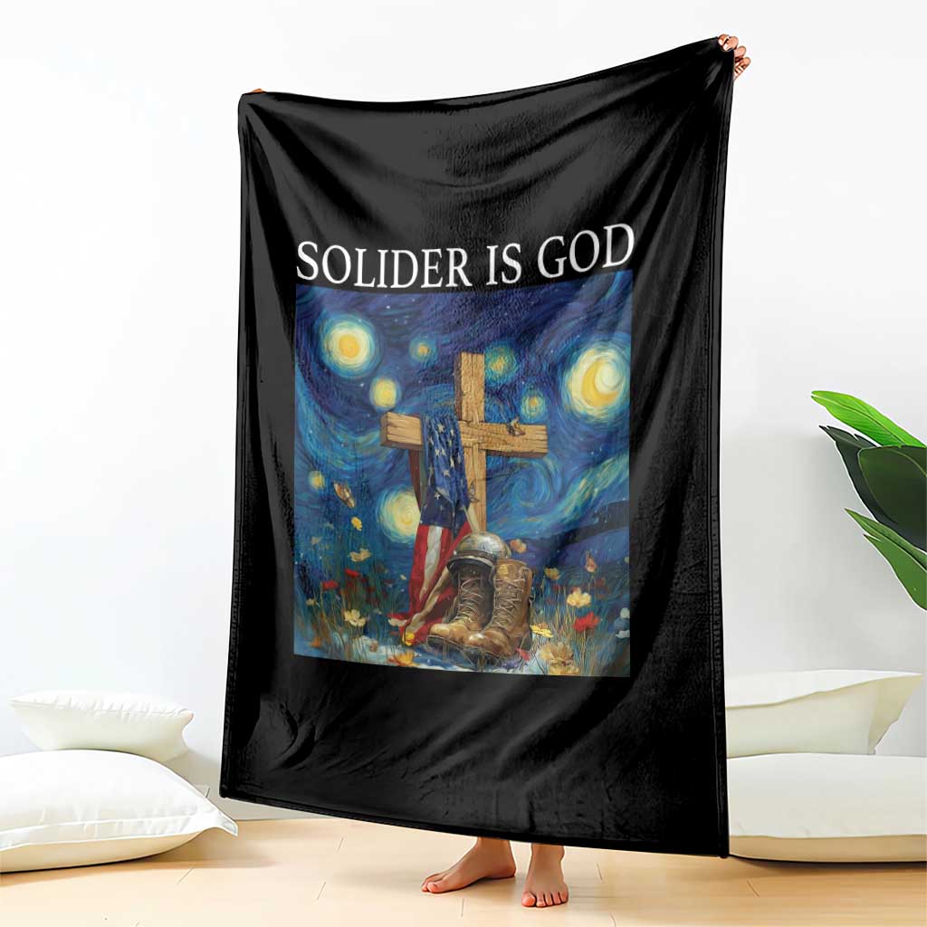 Army Christian Throw Blanket Soldier Cross Starry Night Faith Patriotic Jesus TS14 Print Your Wear