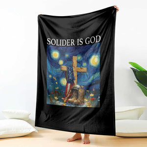 Army Christian Throw Blanket Soldier Cross Starry Night Faith Patriotic Jesus TS14 Print Your Wear