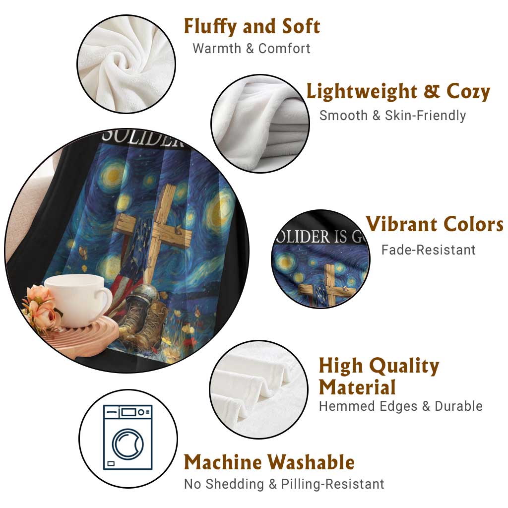 Army Christian Throw Blanket Soldier Cross Starry Night Faith Patriotic Jesus TS14 Print Your Wear