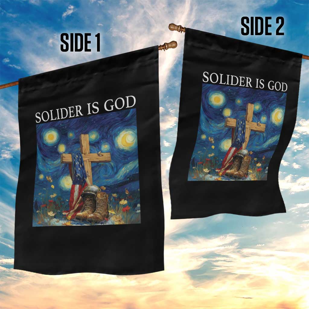 Army Christian Garden Flag Soldier Cross Starry Night Faith Patriotic Jesus TS14 Print Your Wear
